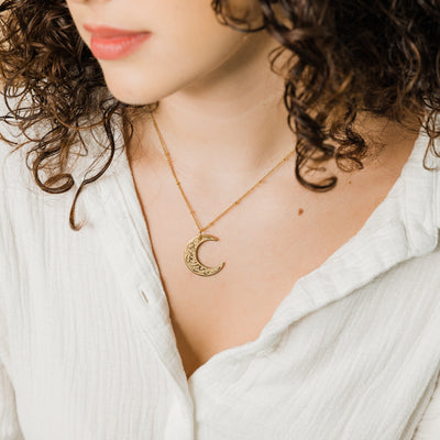 Celestial Harmony Crescent Necklace