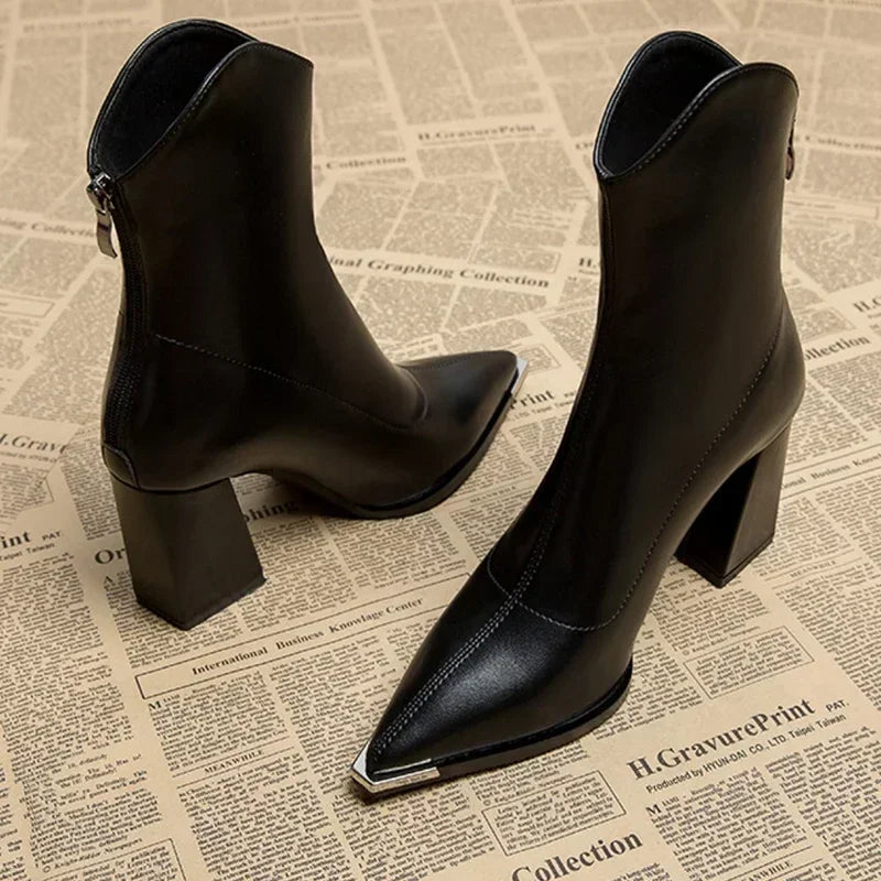 Victoria Chrome Tip Leather Boots