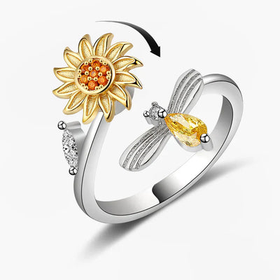 Sunflower Bliss: Spinning Sunflower & Bee Ring