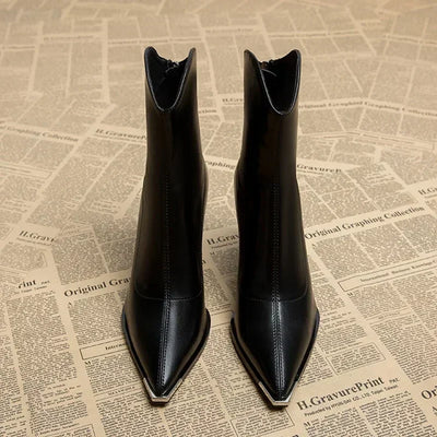 Victoria Chrome Tip Leather Boots