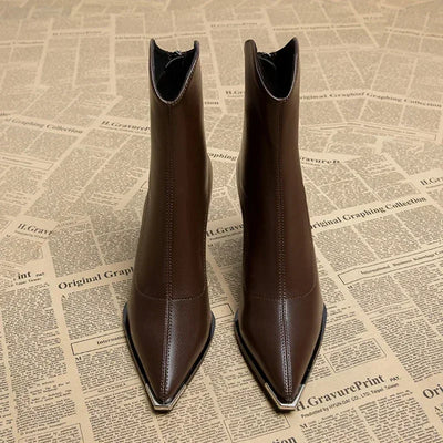 Victoria Chrome Tip Leather Boots